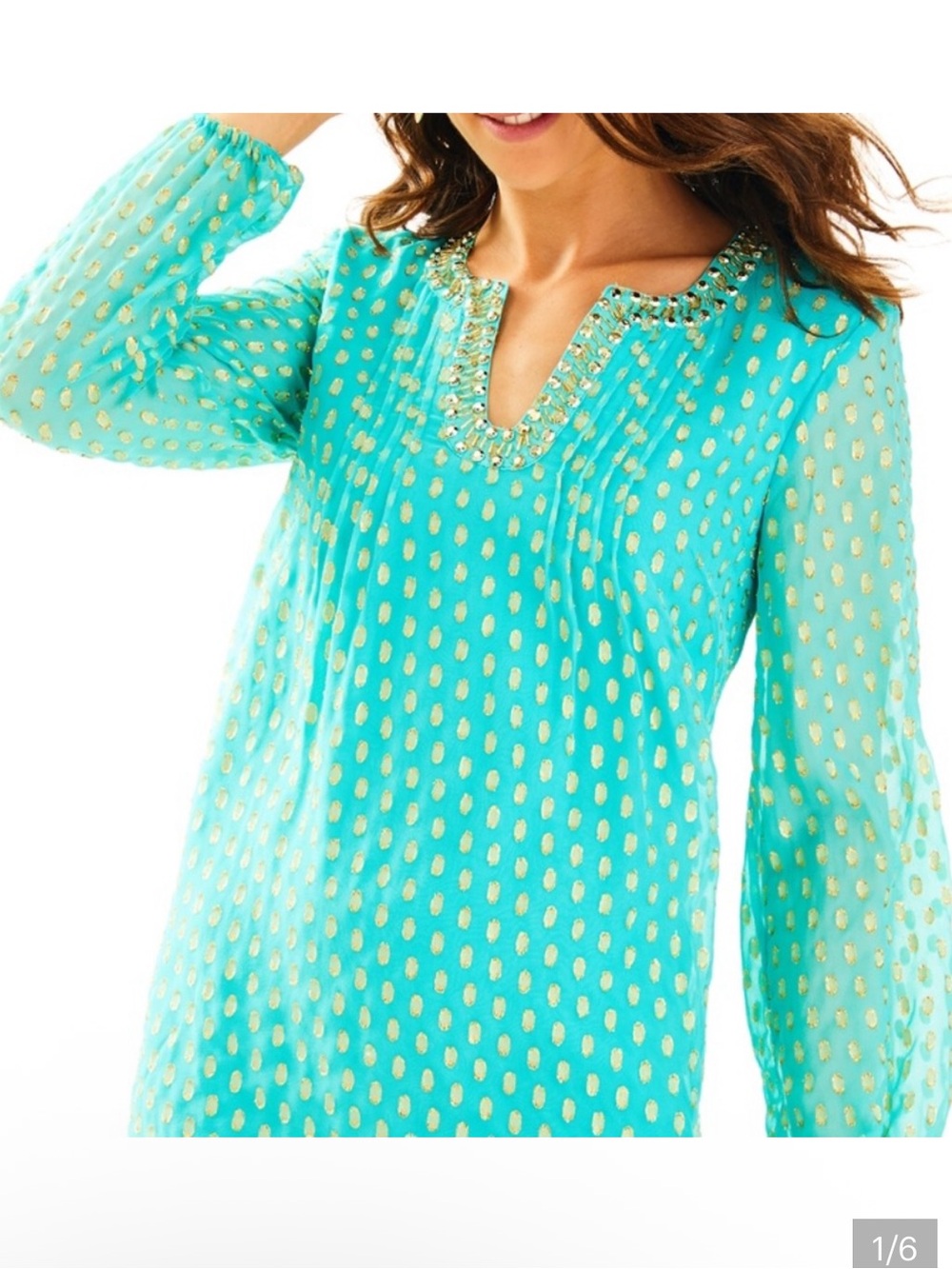 Lilly Pulitzer Turquoise Tunic with Gold Foil Accents
